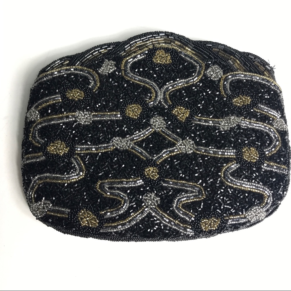 Vintage Black/Gold Beaded Clutch